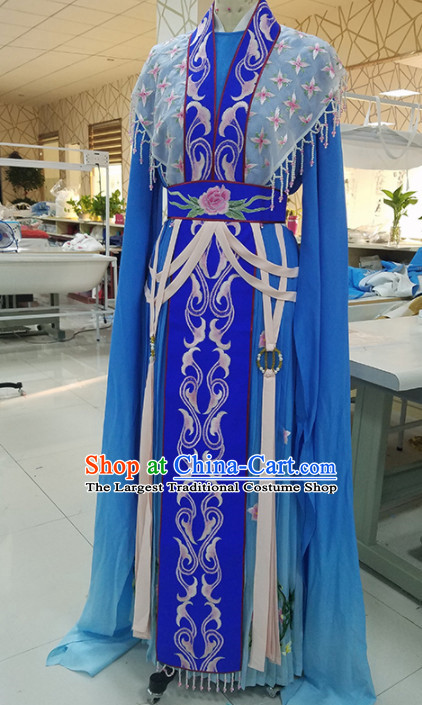 Chinese Traditional Peking Opera Actress Royalblue Dress Ancient Court Queen Embroidered Costume for Women