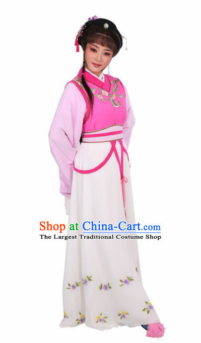 Chinese Traditional Peking Opera Young Lady Rosy Dress Ancient Maidservants Embroidered Costume for Women