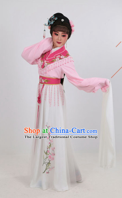Chinese Traditional Peking Opera Actress Pink Water Sleeve Dress Ancient Court Lady Embroidered Costume for Women