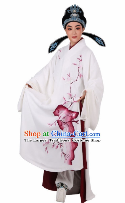Chinese Traditional Beijing Opera Niche Costume Ancient Scholar Childe White Robe for Men