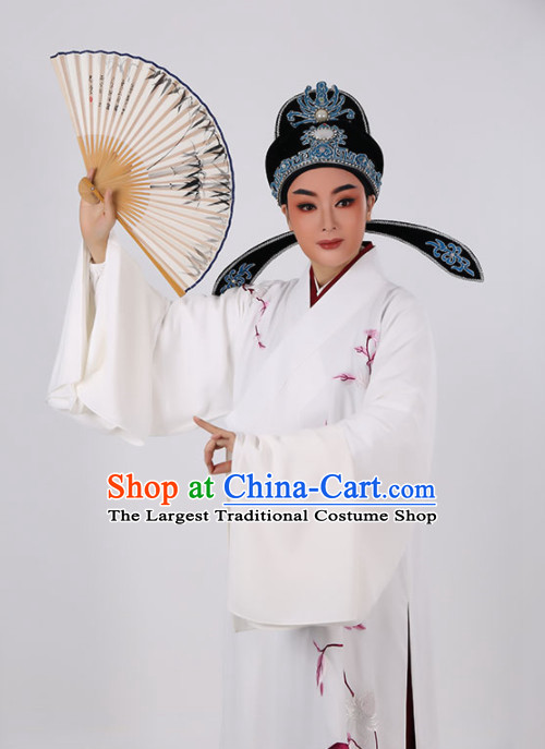 Chinese Traditional Beijing Opera Niche Costume Ancient Scholar Childe White Robe for Men