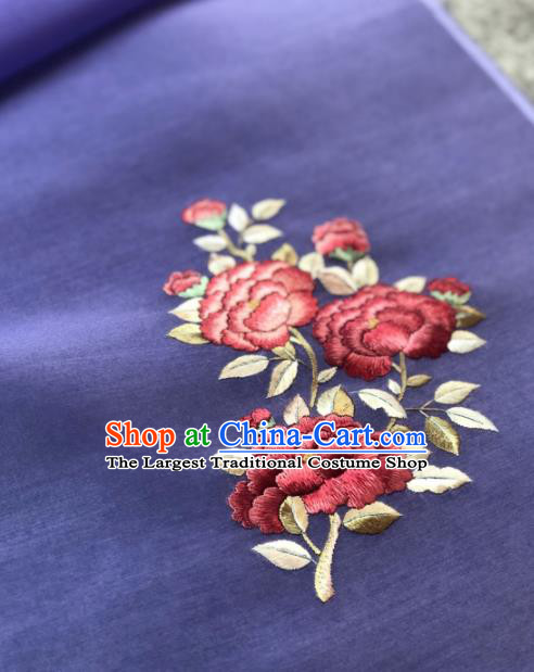 Traditional Chinese Satin Classical Embroidered Pattern Design Violet Brocade Fabric Asian Silk Fabric Material