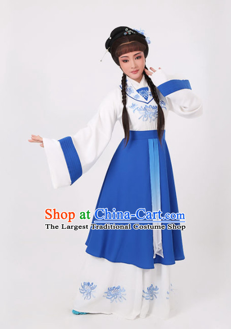 Chinese Traditional Peking Opera Actress Blue Dress Ancient Nobility Lady Embroidered Costume for Women