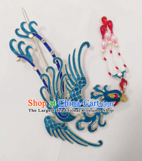 Chinese Traditional Beijing Opera Hair Accessories Ancient Queen Phoenix Tassel Hairpins for Women