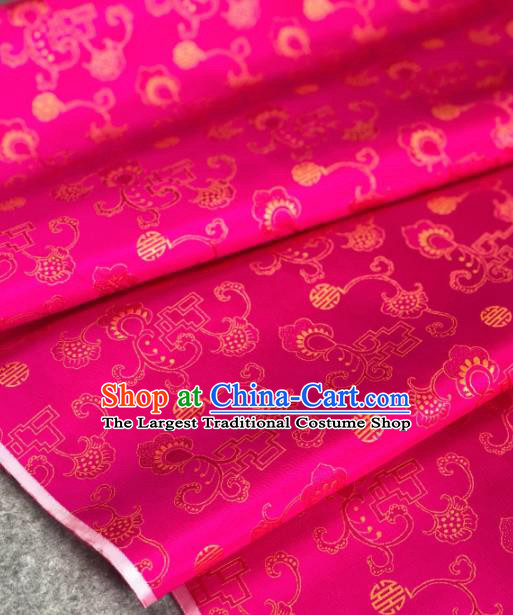 Traditional Chinese Rosy Satin Classical Pattern Design Brocade Fabric Asian Silk Fabric Material