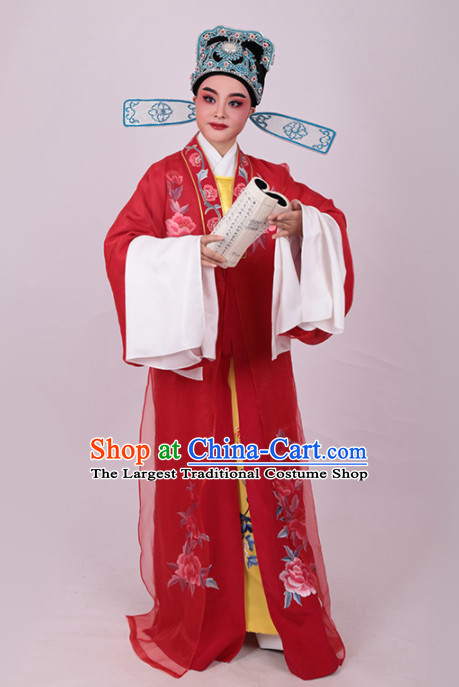 Chinese Traditional Beijing Opera Niche Embroidered Red Robe Ancient Number One Scholar Costume for Men