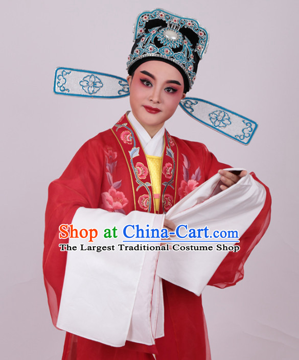 Chinese Traditional Beijing Opera Niche Embroidered Red Robe Ancient Number One Scholar Costume for Men