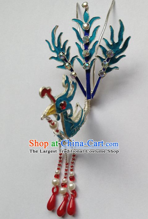 Chinese Ancient Queen Tassel Phoenix Hairpins Traditional Beijing Opera Diva Hair Accessories for Adults