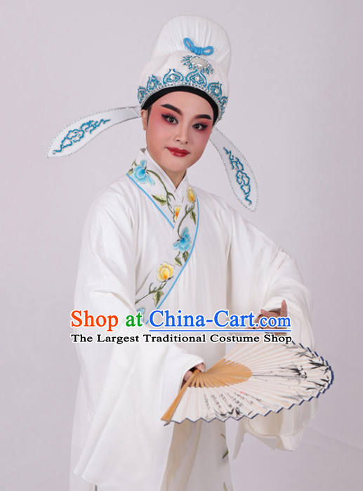Chinese Traditional Beijing Opera Niche Embroidered White Robe Ancient Number One Scholar Costume for Men