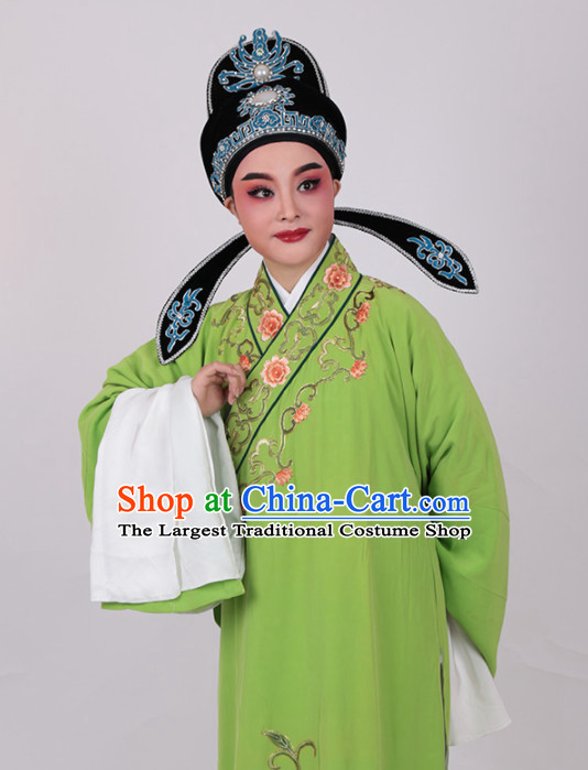 Chinese Traditional Beijing Opera Niche Nobility Childe Embroidered Green Robe Ancient Scholar Costume for Men