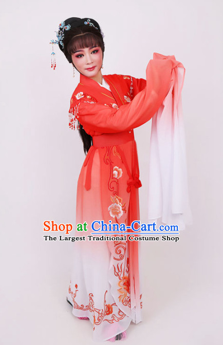 Traditional Chinese Peking Opera Diva Red Dress Ancient Court Princess Embroidered Costume for Women