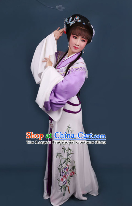 Traditional Chinese Peking Opera Diva Princess Purple Dress Ancient Court Lady Embroidered Costume for Women