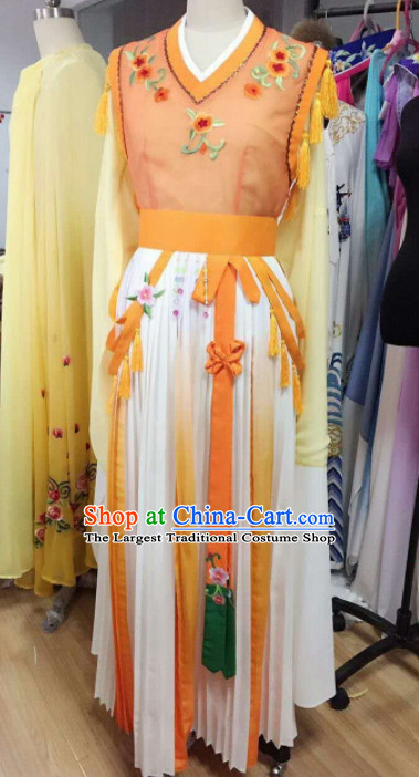 Traditional Chinese Peking Opera Diva Orange Dress Ancient Court Maid Embroidered Costume for Women
