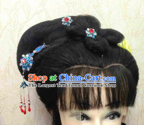 Chinese Ancient Princess Tassel Hairpins Traditional Beijing Opera Diva Hair Accessories and Wigs for Adults