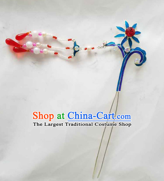 Chinese Ancient Princess Beads Tassel Hairpins Traditional Beijing Opera Diva Court Hair Accessories for Adults