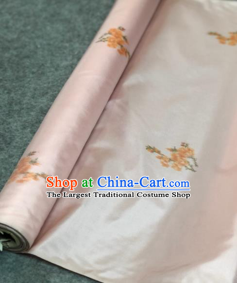 Traditional Chinese Silk Fabric Classical Embroidered Pattern Design Pink Brocade Fabric Asian Satin Material