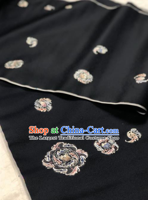 Traditional Chinese Embroidered Silk Fabric Classical Pattern Design Black Brocade Fabric Asian Satin Material