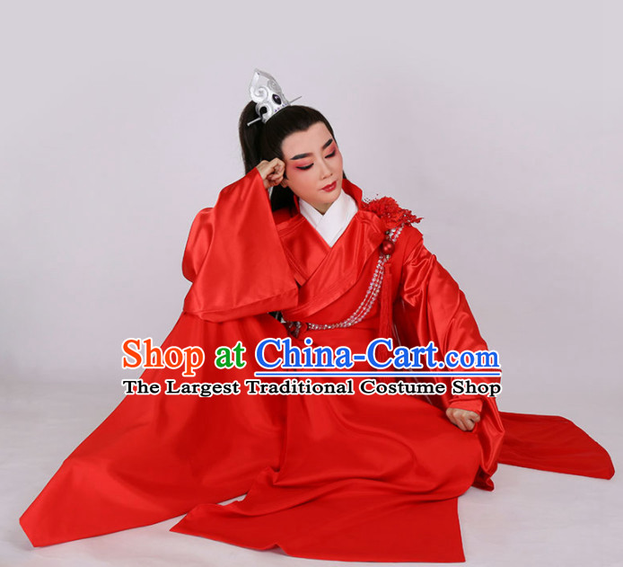 Chinese Traditional Beijing Opera Niche Red Robe Ancient Swordsman Costume for Men
