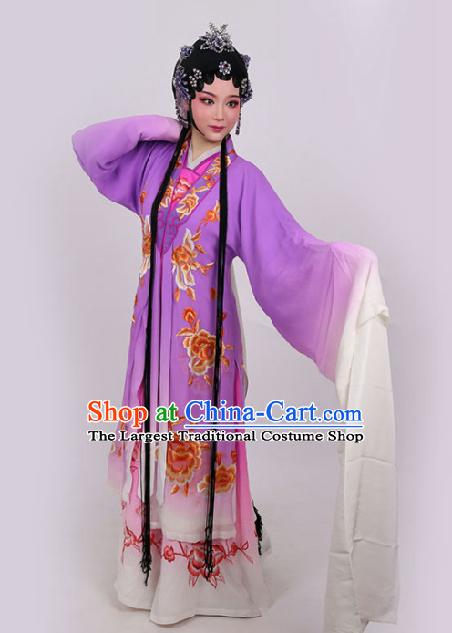 Chinese Traditional Peking Opera Queen Actress Embroidered Purple Dress Ancient Empress Costume for Women