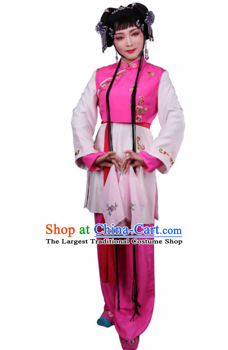 Chinese Traditional Peking Opera Young Lady Embroidered Dress Ancient Maidservants Costume for Women