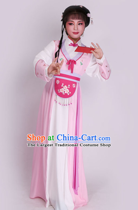 Chinese Traditional Peking Opera Diva Pink Dress Ancient Court Maid Embroidered Costume for Women