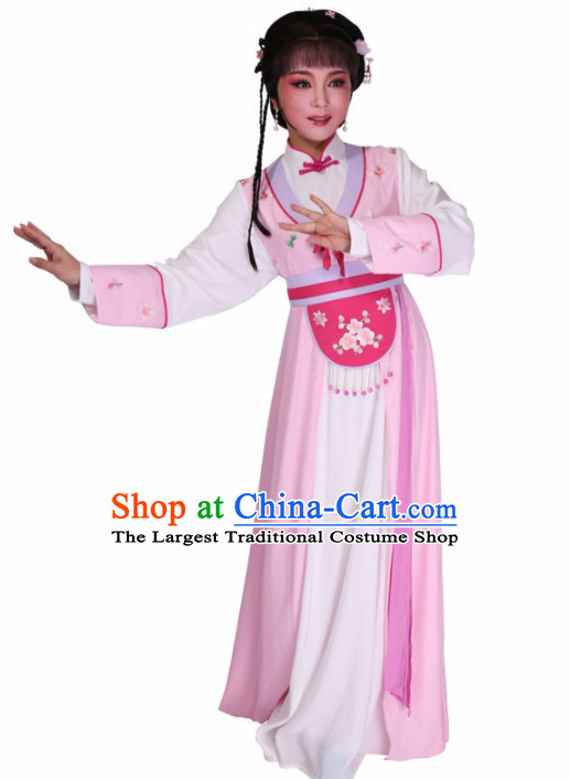 Chinese Traditional Peking Opera Diva Pink Dress Ancient Court Maid Embroidered Costume for Women