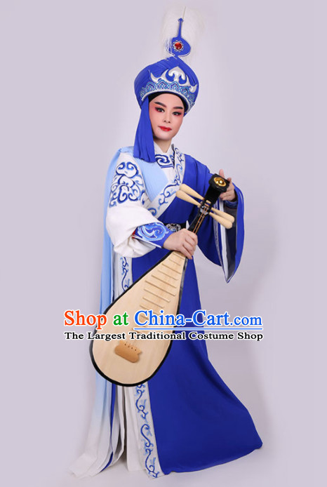 Chinese Traditional Beijing Opera Niche Royalblue Robe Ancient Prince Swordsman Costume for Men