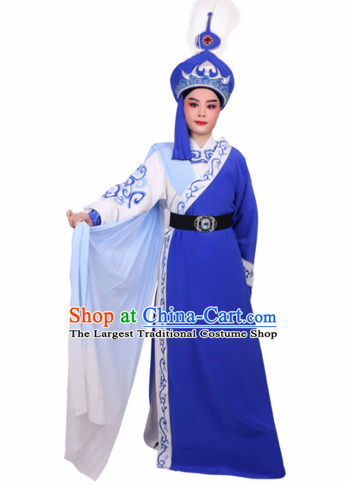 Chinese Traditional Beijing Opera Niche Royalblue Robe Ancient Prince Swordsman Costume for Men