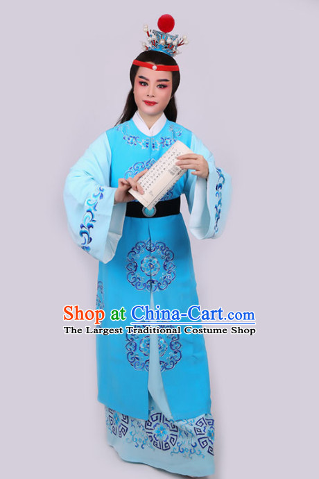 Chinese Traditional Beijing Opera Niche Jia Baoyu Blue Robe Ancient Nobility Childe Costume for Men