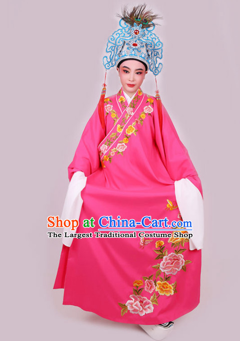 Chinese Traditional Beijing Opera Niche Scholar Embroidered Rosy Robe Ancient Nobility Childe Costume for Men