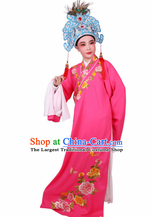 Chinese Traditional Beijing Opera Niche Scholar Embroidered Rosy Robe Ancient Nobility Childe Costume for Men