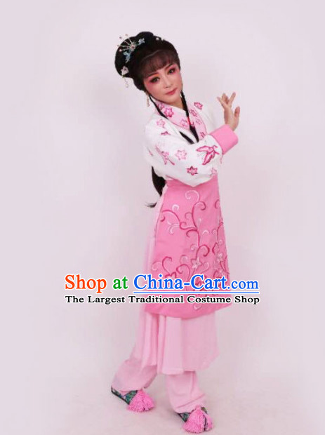 Chinese Traditional Peking Opera Maidservants Pink Dress Ancient Court Maid Embroidered Costume for Women