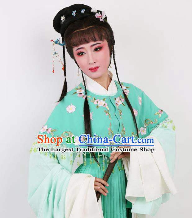 Chinese Traditional Opera Court Lady Green Dress Ancient Beijing Opera Diva Embroidered Costume for Women