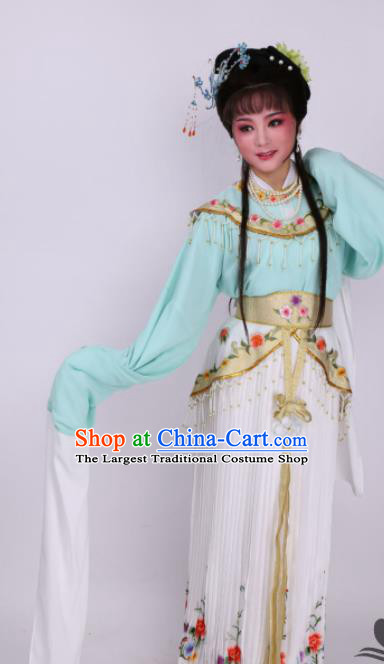 Chinese Traditional Opera Imperial Consort Green Dress Ancient Beijing Opera Diva Embroidered Costume for Women