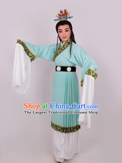 Chinese Traditional Beijing Opera Niche Jia Baoyu Green Robe Ancient Scholar Nobility Childe Costume for Men