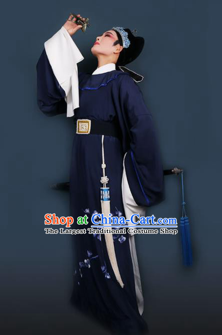 Chinese Traditional Beijing Opera Niche Navy Robe Ancient Scholar Nobility Childe Costume for Men