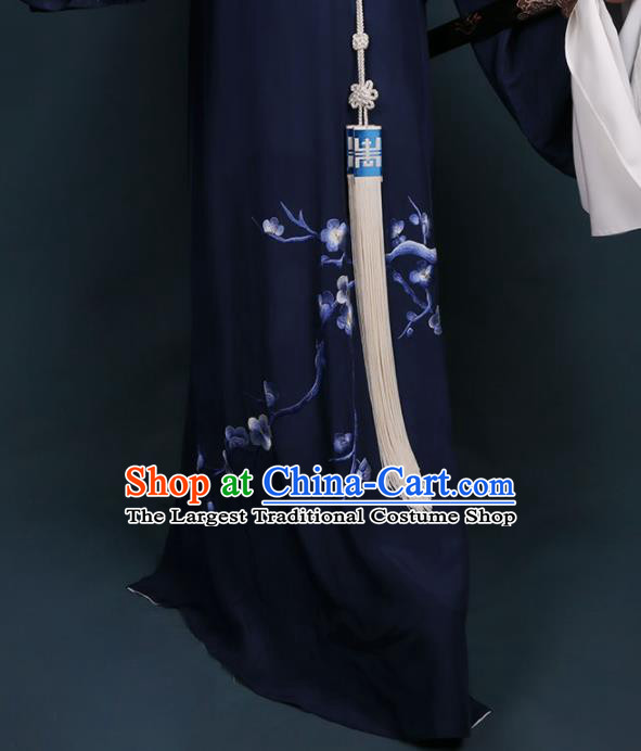 Chinese Traditional Beijing Opera Niche Navy Robe Ancient Scholar Nobility Childe Costume for Men