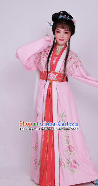 Chinese Traditional Opera Nobility Lady Pink Dress Ancient Beijing Opera Diva Embroidered Costume for Women