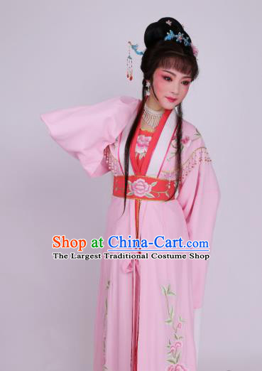 Chinese Traditional Opera Nobility Lady Pink Dress Ancient Beijing Opera Diva Embroidered Costume for Women