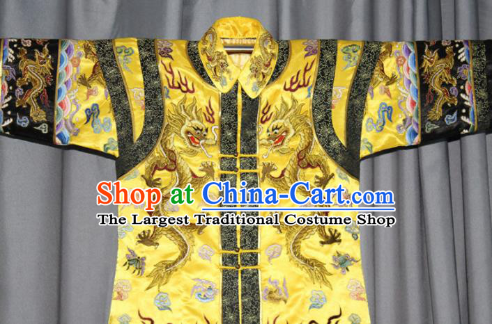 Chinese Traditional Drama Manchu Empress Embroidered Golden Dress Ancient Qing Dynasty Queen Costume for Women