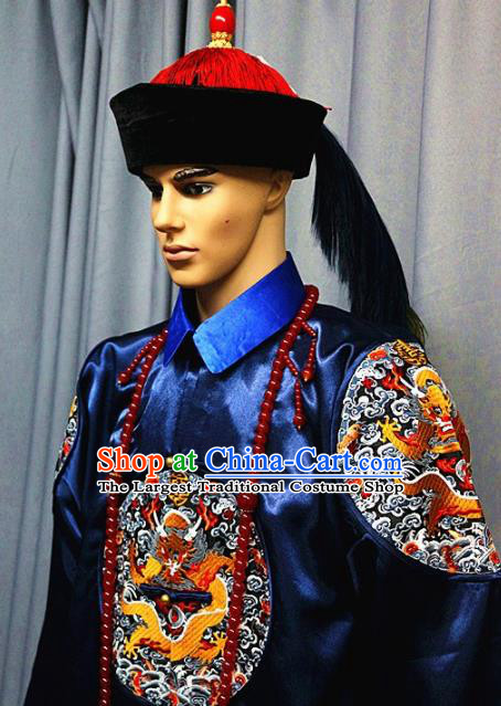 Chinese Traditional Drama Costume Ancient Qing Dynasty Manchu Royal Highness Clothing for Men