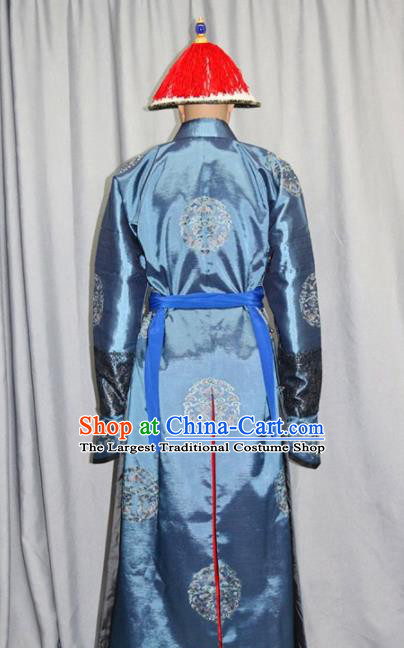 Chinese Traditional Drama Costume Ancient Qing Dynasty Manchu Eunuch Clothing for Men