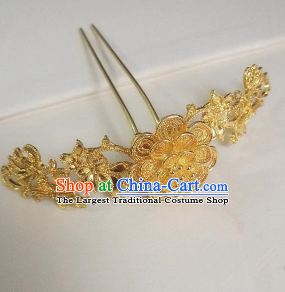 Chinese Ancient Princess Golden Peony Hairpins Traditional Hanfu Palace Hair Accessories for Women