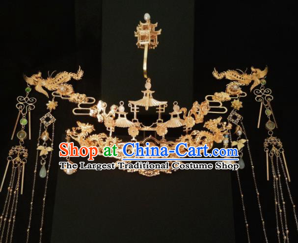 Chinese Ancient Princess Hairpins Palace Phoenix Coronet Traditional Hanfu Hair Accessories for Women