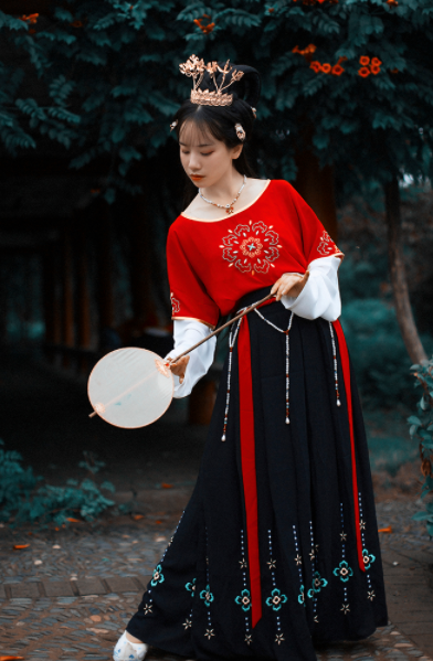 Chinese Traditional Classical Dance Hanfu Dress Ancient Tang Dynasty Court Lady Embroidered Historical Costume for Women