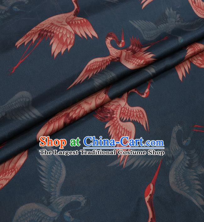 Traditional Chinese Green Gambiered Guangdong Gauze Classical Cranes Pattern Design Silk Fabric