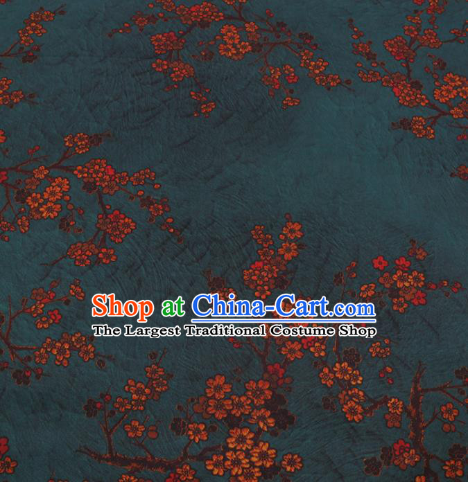 Traditional Chinese Classical Plum Blossom Pattern Design Atrovirens Gambiered Guangdong Gauze Asian Brocade Silk Fabric
