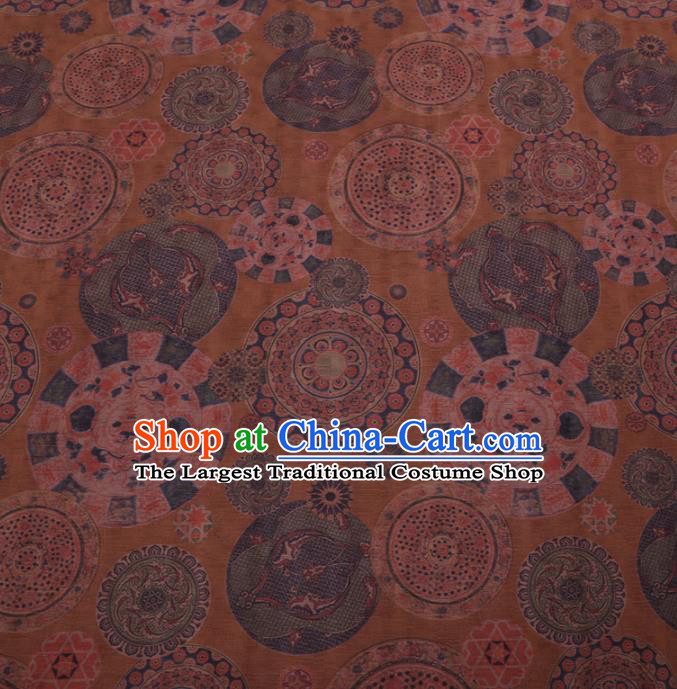 Traditional Chinese Classical Pattern Design Yellow Gambiered Guangdong Gauze Asian Brocade Silk Fabric