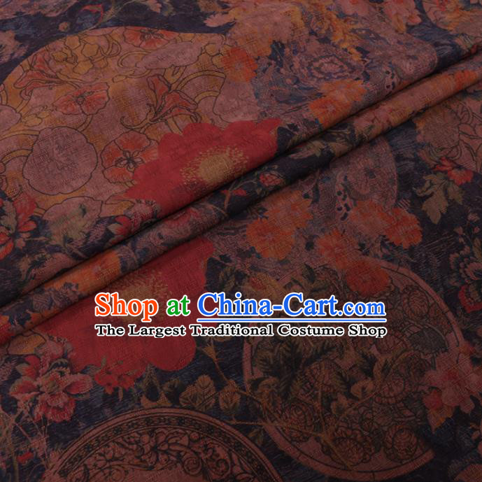 Traditional Chinese Classical Flowers Pattern Design Gambiered Guangdong Gauze Asian Brocade Silk Fabric