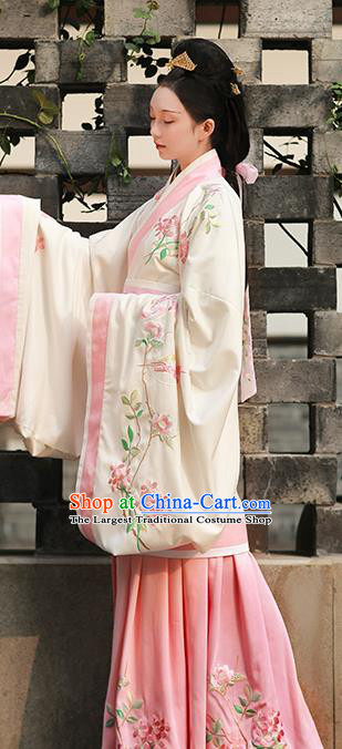 Chinese Ancient Han Dynasty Court Princess Hanfu Dress Traditional Imperial Consort Embroidered Replica Costume for Women